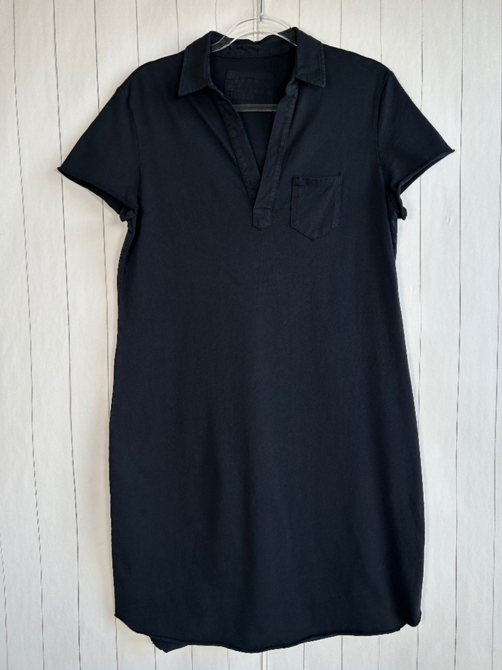Frank & Eileen size L Lauren Polo dress black cotton short sleeve above knee